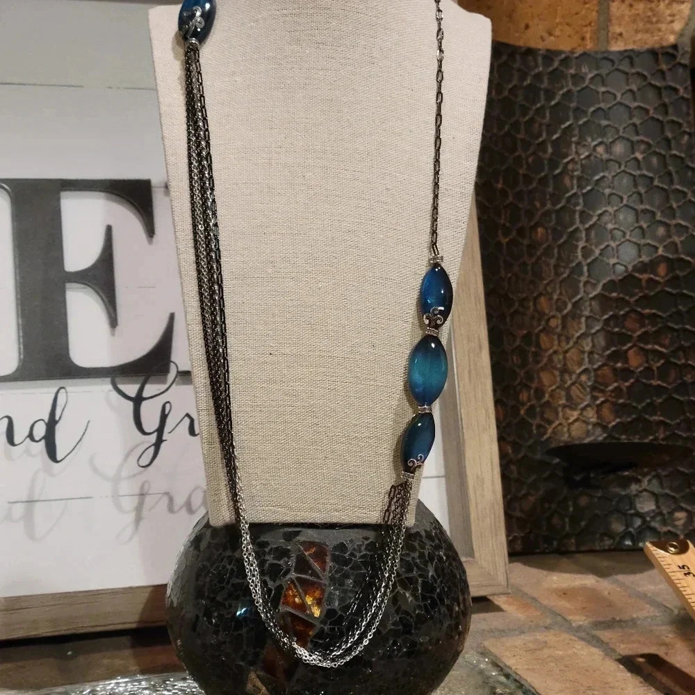 Brighton Shell Shimmer Long Blue Stone Necklace